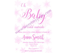 Winter Wonderland Baby Shower Invitation,(pink 3)